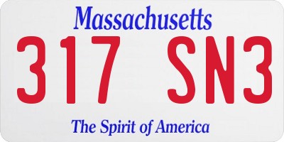 MA license plate 317SN3