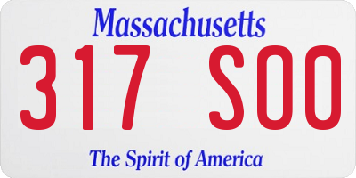 MA license plate 317SO0