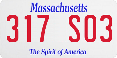 MA license plate 317SO3