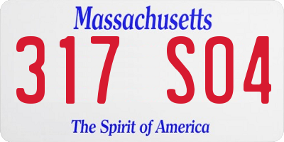 MA license plate 317SO4