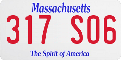 MA license plate 317SO6