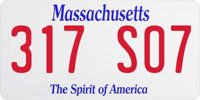 MA license plate 317SO7