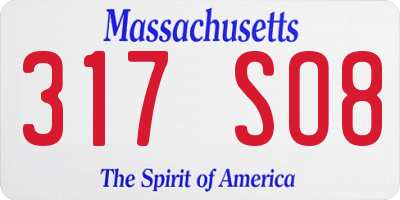 MA license plate 317SO8