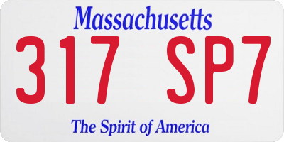 MA license plate 317SP7