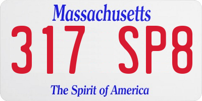 MA license plate 317SP8