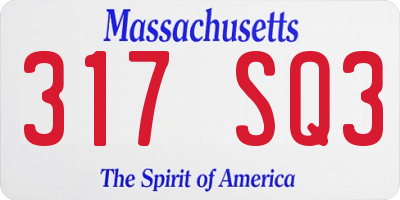 MA license plate 317SQ3