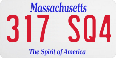 MA license plate 317SQ4
