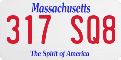 MA license plate 317SQ8