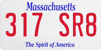 MA license plate 317SR8