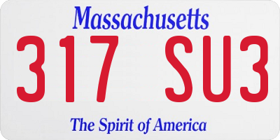 MA license plate 317SU3