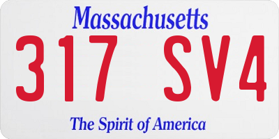 MA license plate 317SV4