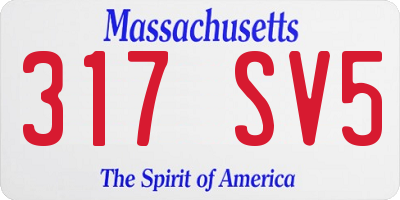 MA license plate 317SV5