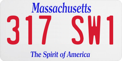 MA license plate 317SW1