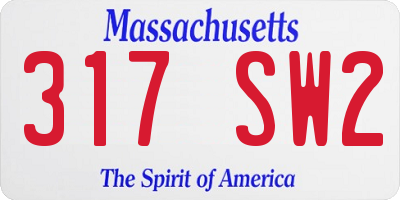 MA license plate 317SW2