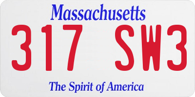 MA license plate 317SW3