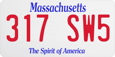 MA license plate 317SW5