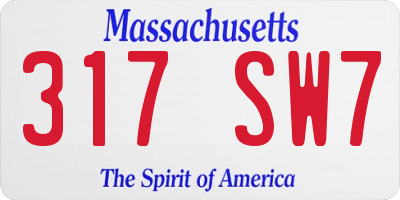 MA license plate 317SW7