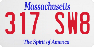 MA license plate 317SW8