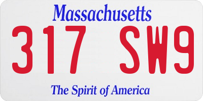MA license plate 317SW9