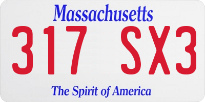 MA license plate 317SX3