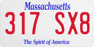 MA license plate 317SX8