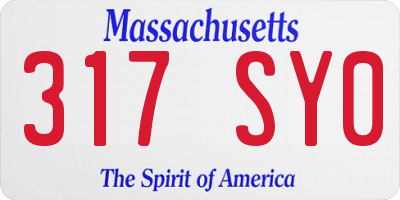 MA license plate 317SY0