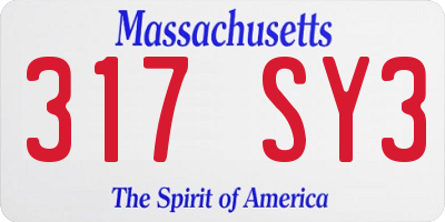 MA license plate 317SY3