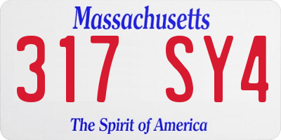MA license plate 317SY4