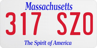 MA license plate 317SZ0