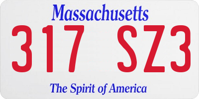 MA license plate 317SZ3