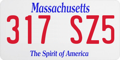 MA license plate 317SZ5