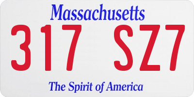 MA license plate 317SZ7