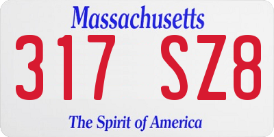 MA license plate 317SZ8