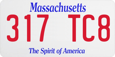 MA license plate 317TC8