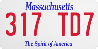 MA license plate 317TD7