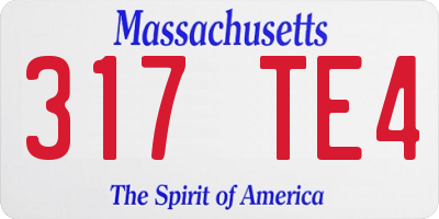 MA license plate 317TE4