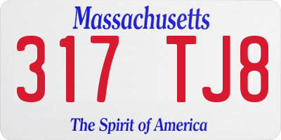 MA license plate 317TJ8
