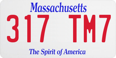 MA license plate 317TM7