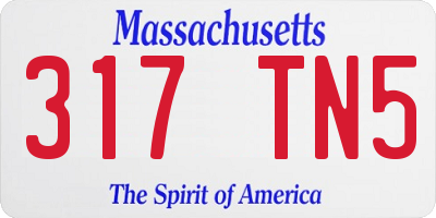 MA license plate 317TN5