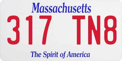 MA license plate 317TN8