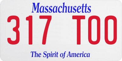 MA license plate 317TO0