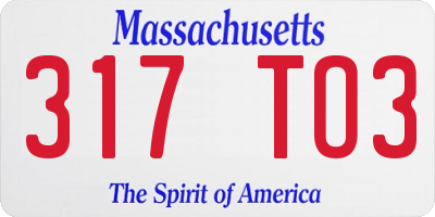 MA license plate 317TO3