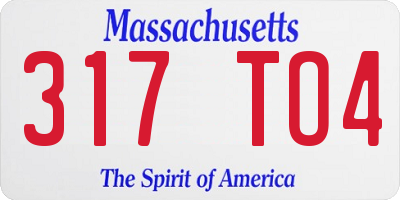 MA license plate 317TO4