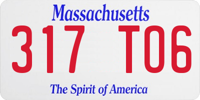 MA license plate 317TO6