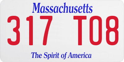 MA license plate 317TO8