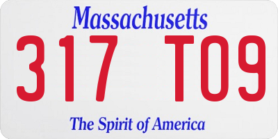 MA license plate 317TO9