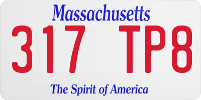MA license plate 317TP8