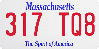 MA license plate 317TQ8