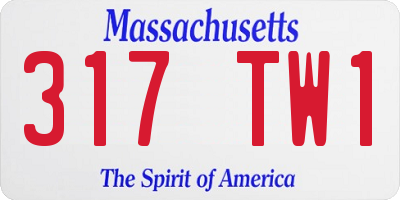 MA license plate 317TW1