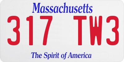 MA license plate 317TW3